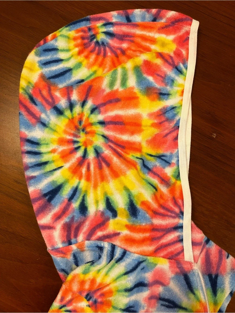 Wonder Nation Girls Rainbow Tie Dye Hooded Terry Swim Cover Up Dress XL 14/16